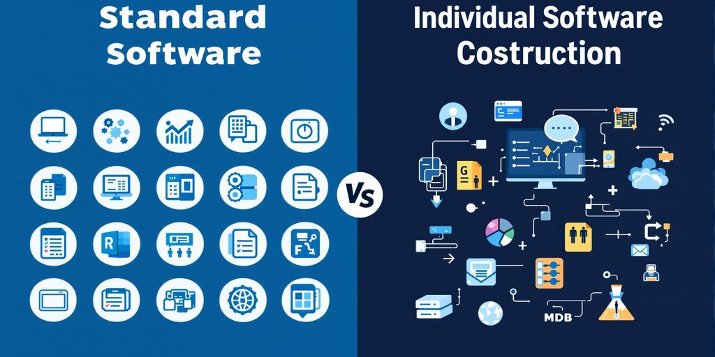 Kontrast zwischen Standardsoftware und Individualsoftware.